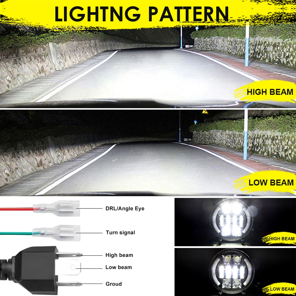 

2pcs Car Headlights 7inch Off-Road Turn Signals For Wrangler Light Assembly 6000K/3000K Die-cast Aluminium Housing