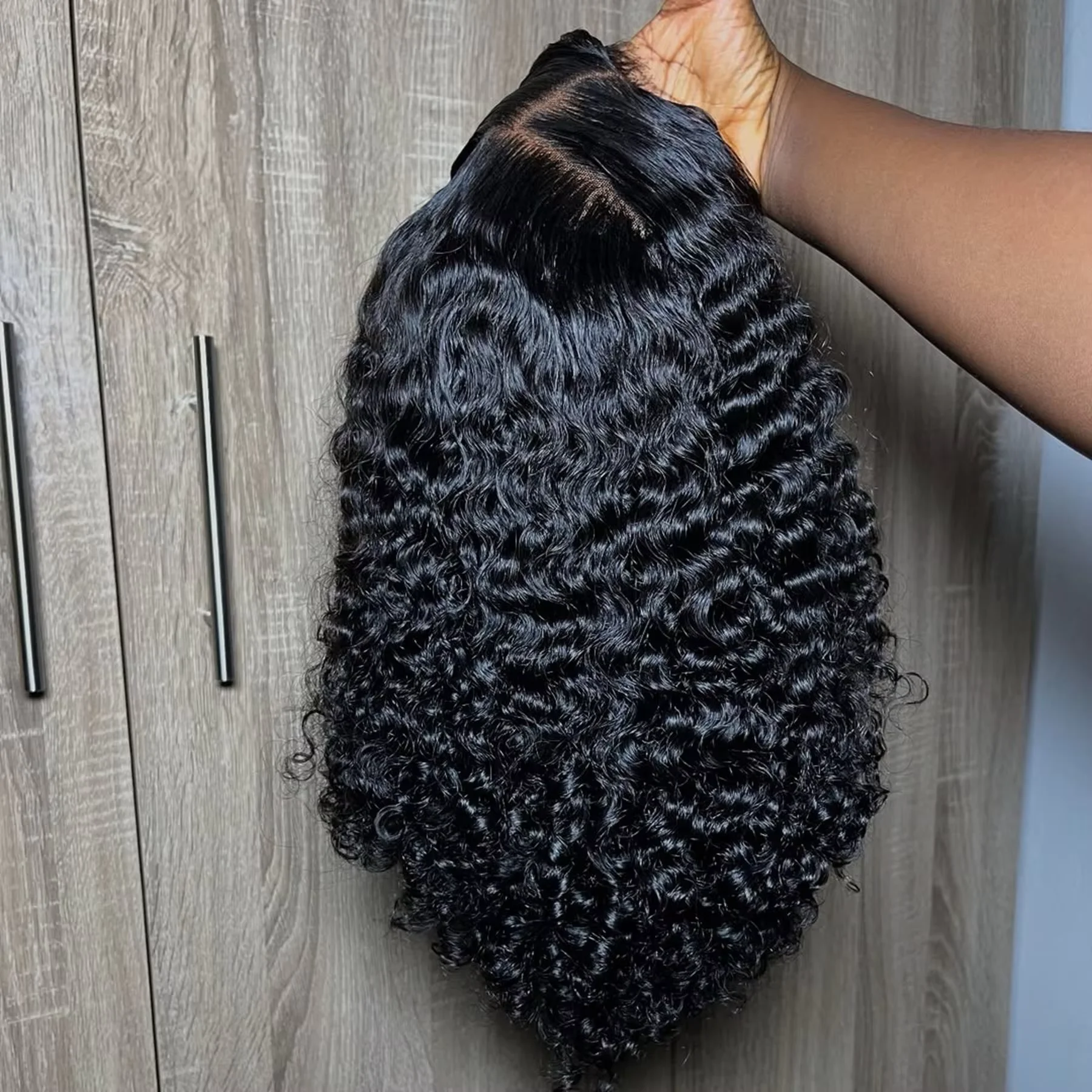 Фото 300% Burmese Curly Wigs 13x6 HD Lace Front Human Hair Wigs No Glue Wear Go Preplucked Deep Wave Lace Frontal Wig 100% Human Hair №1