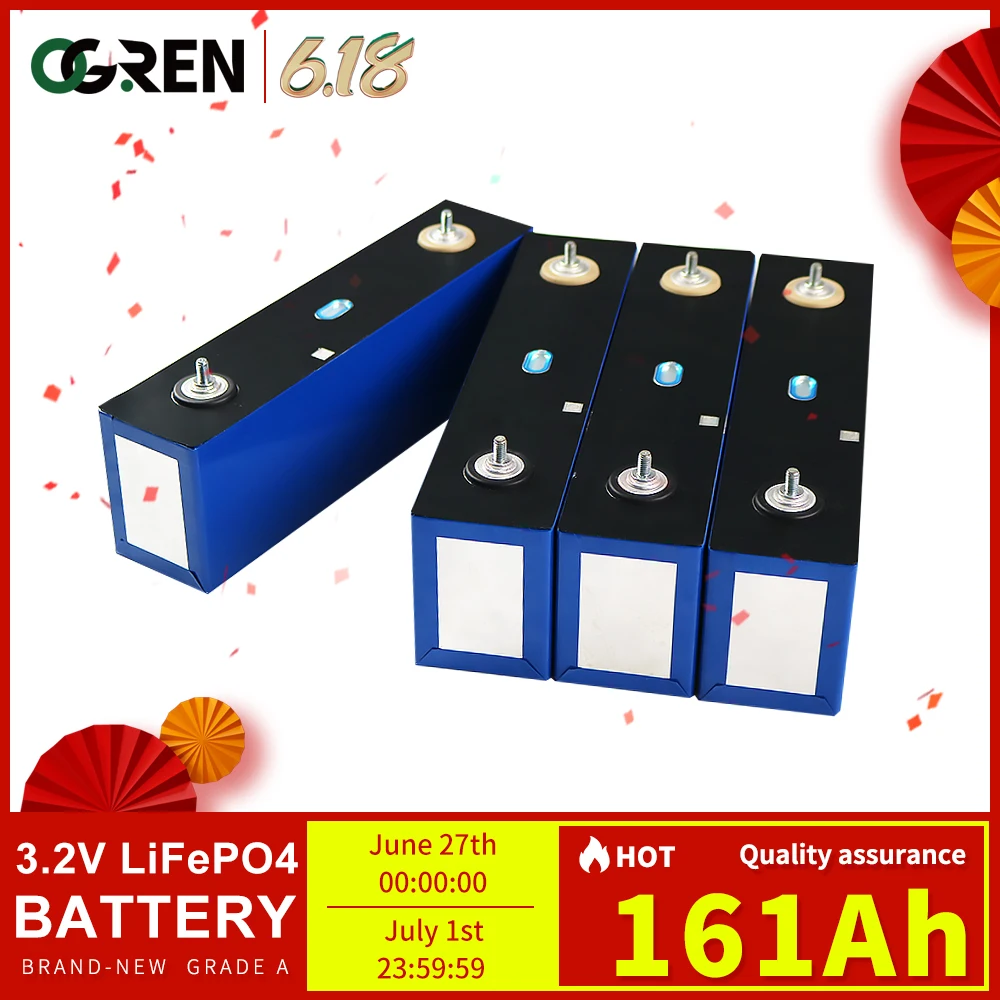 

1/4/8/16/32PCS 161AH LiFePo4 Battery Cell Lithium Iron Phosphate Cell Pack Rechargeable Battery For 12V 24V 48V RV Moto Boat Car