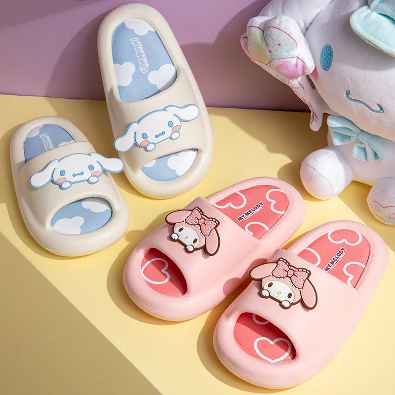 

Sanrio Cartoon Children Slippers Summer Girls Indoor Soft Bottom Bath Non-slip Sandals Cute Melody Kuromi Cinnamoroll Sandals