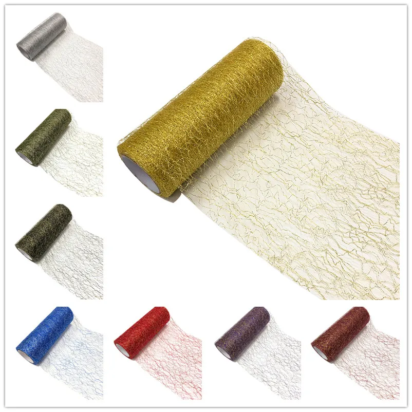 

9.2m 15cm Organza Tulle Roll Spool Fabric Ribbon DIY Tutu Skirt Gift Craft Party Chair Sash Wedding Party Decoration Gold Silver