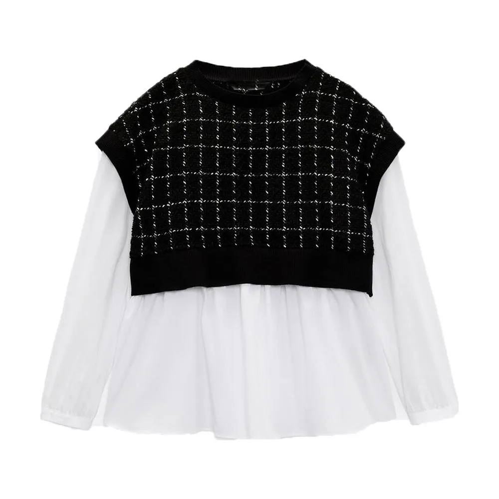 Женский топ с круглым вырезом повседневный Свободный контрастной строчкой