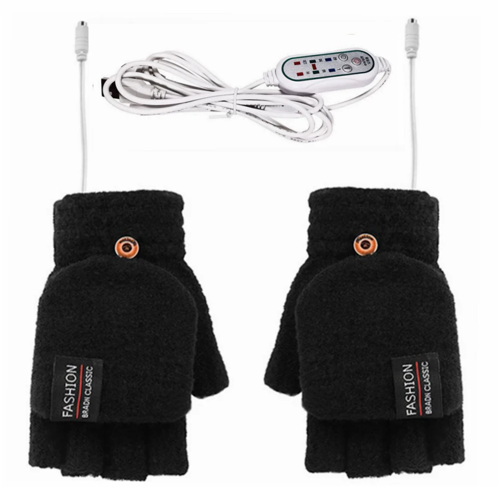 

Women Men Knitted Electric Double-Sided Heating Gloves Thicken Warm Autumn Mitt