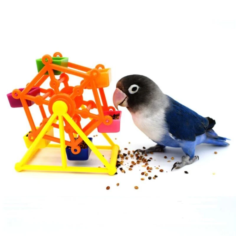 

Bird Foraging Toys Creative Parrot Feeder Rotate Training Intelligence Growth Cage Colorful Pecking Windmill Budgerigar