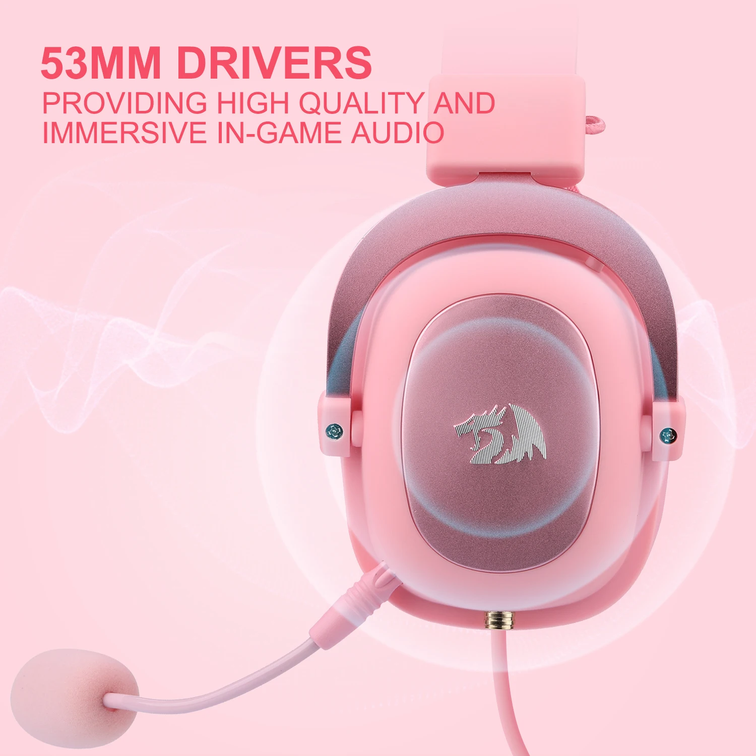REDRAGON ZEUS 2 H510 Wired Gaming USB Pink Headset 7.1 Surround Computing Headset Detachable Microphone for PS5/4 Xbox One enlarge