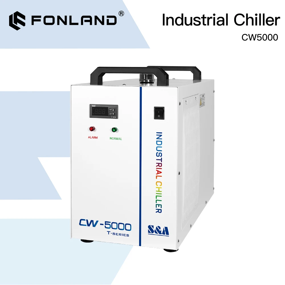 Enlarge FONLAND S&A CW5000 DG110V TG220V Industrial Water Chiller for CO2 Laser Engraving Cutting Machine Cooling 80-100W Laser Tube