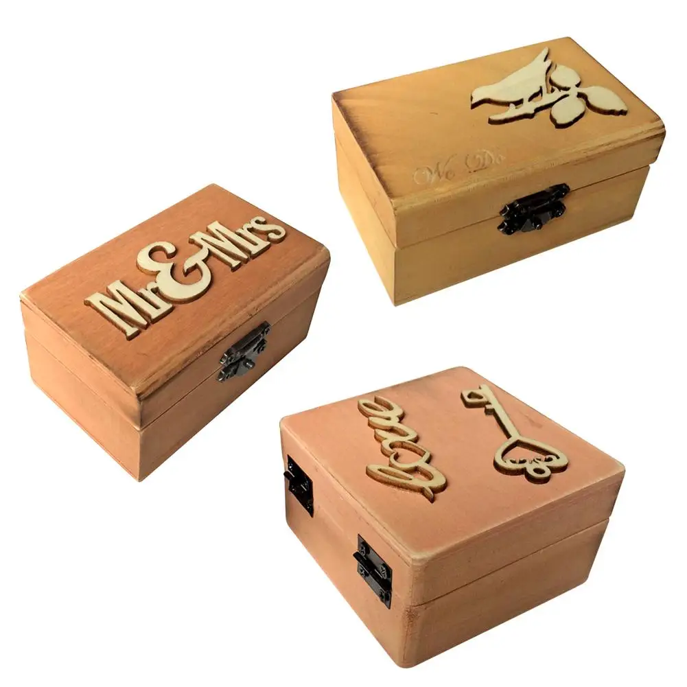 

Wedding Ring Box Wooden Retro Rectangle Jewelry Ring Pillow Case Holder Props Section B 10 Cm Long x 6 Cm High x 5 Cm Thick