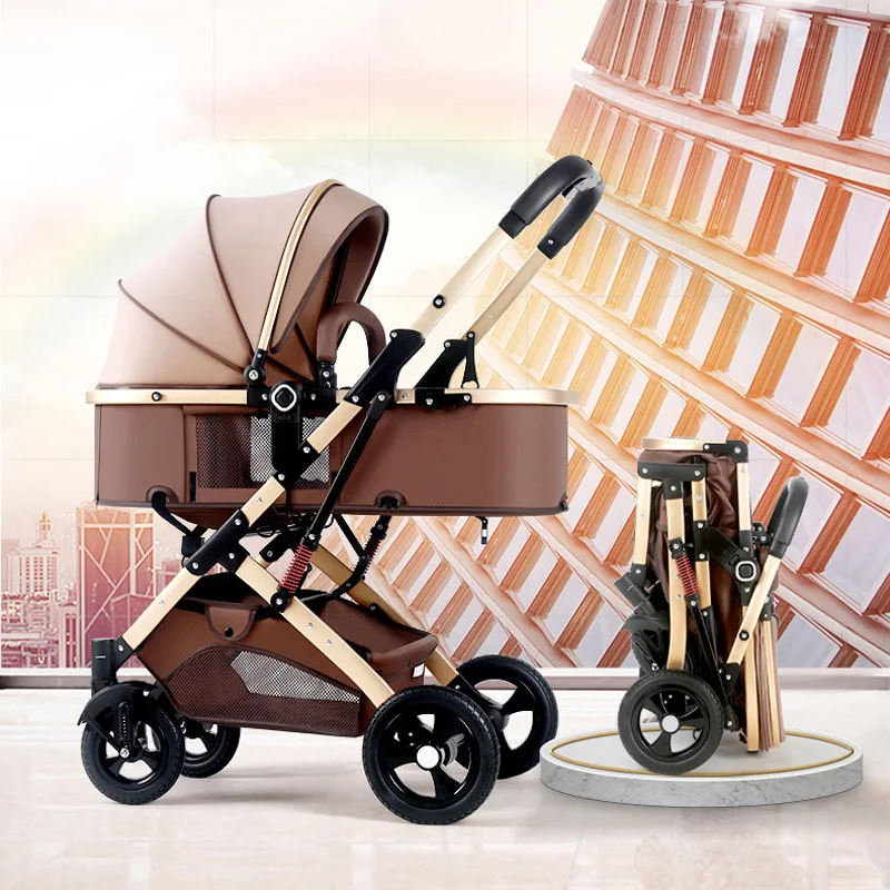 Wholesale Baby Stroller Can Sit and Lie Down High Landscape Stroller Foldable Shock Absorber Two-way Stroller
