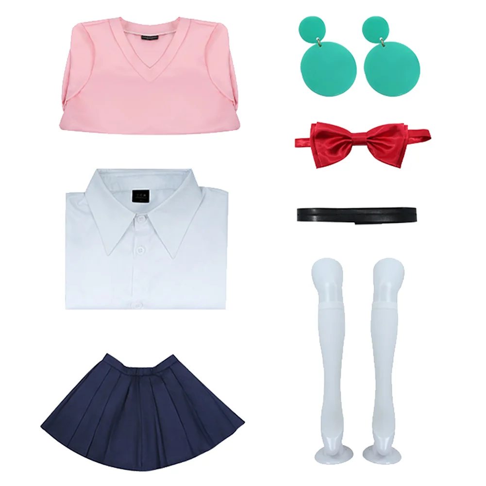 Аниме Dan Dadan Momo Ayase Косплей Костюм Платье Юбка Школьная форма Серьги Колье