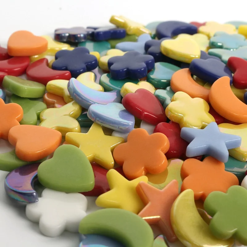 80g Irregular Mosaic Tiles Cute Iridescent Glass Piece DIY Making Stones for Craft Hobby Arts Home Wall Decoration - купить по