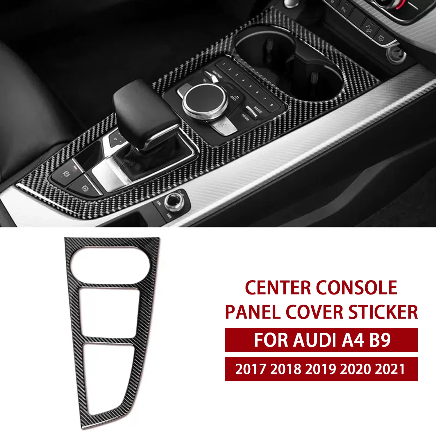

Автомобильные аксессуары из углеродного волокна, наклейка на панель центральной консоли для Audi A4 B9 2017 2018 2019 2020 LHD/RHD