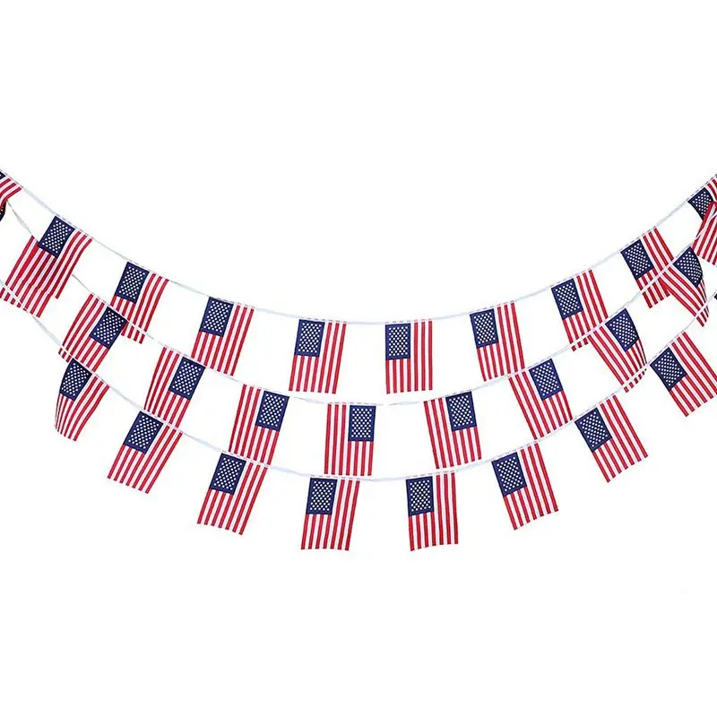 

10M 30 Pcs American Flag String Bunting Flag Garland Home Garden Decoration