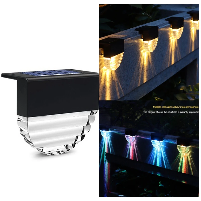 

New-Solar Deck Lights For Patio, Stairs,Yard, Garden Pathway, Step And Fences, 10 Lumens,Warm White/Color Glow Lighting