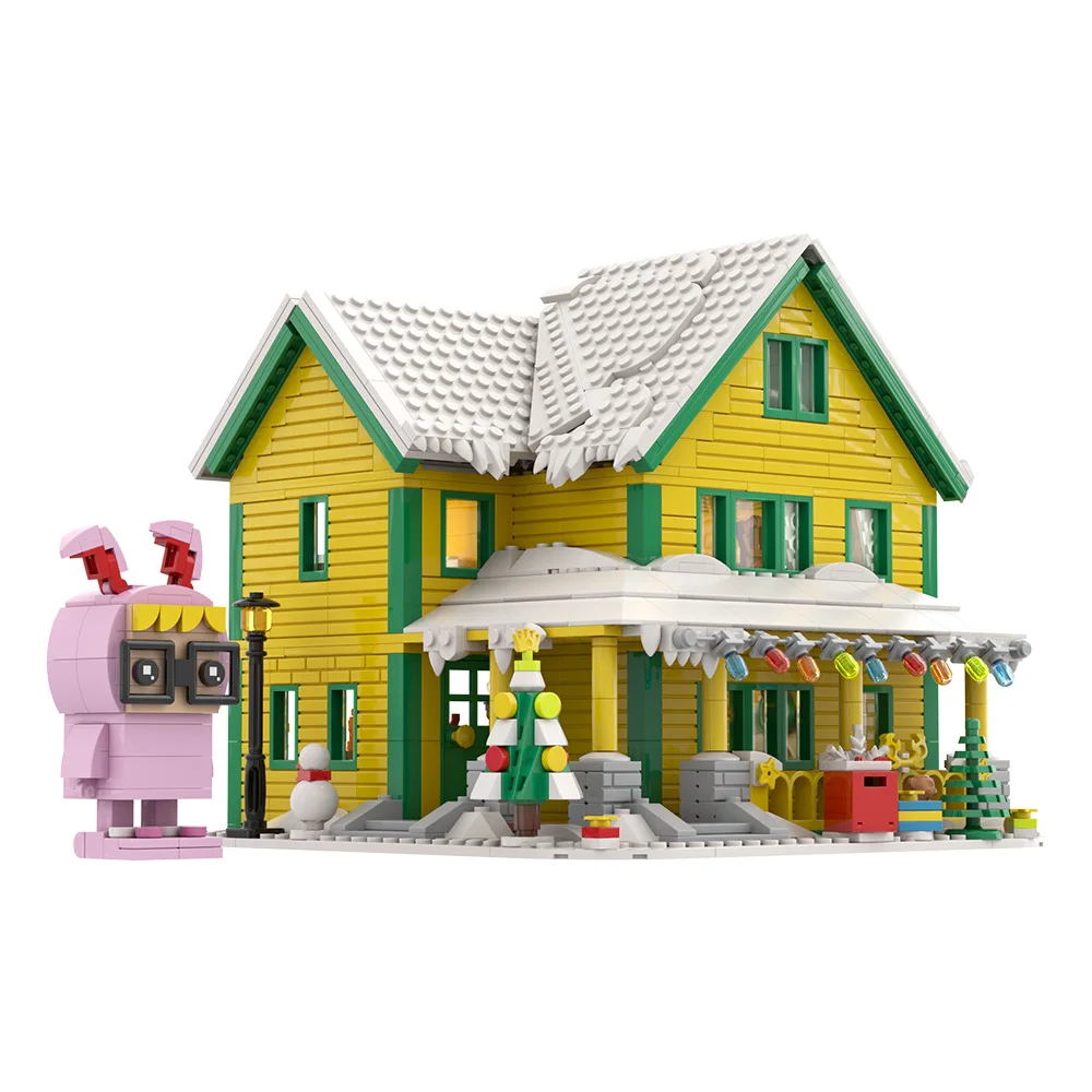 Фото MOC Рождественская история, дом, строительные блоки, сделай сам, креативный зимний снежный дом, роскошная квартира, кирпичные игрушки, рождественские подарки №1
