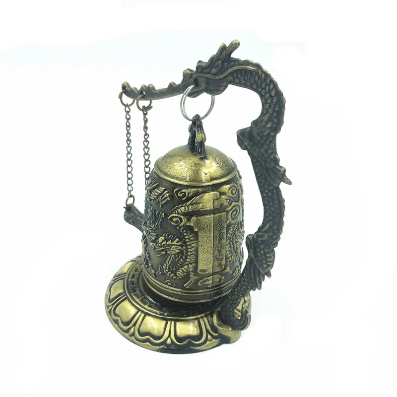 Buddhism Temple Brass Copper Dragon Bell Clock Carved Statue Lotus Buddha Arts Home Crafts Decoration | Дом и сад