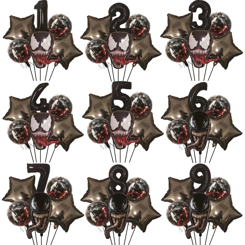 

1 Set Of Avengers Superhero Venom Theme Aluminum Foil Balloons Kids Birthday Party Decorations Kids Toys Balloons Air Balloons