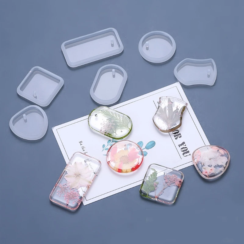 

Geometric Love Heart Round Ellipse Square Rectangle Shield Shaped Pendant Mold UV Crystal Resin Perforated Silicone Mold