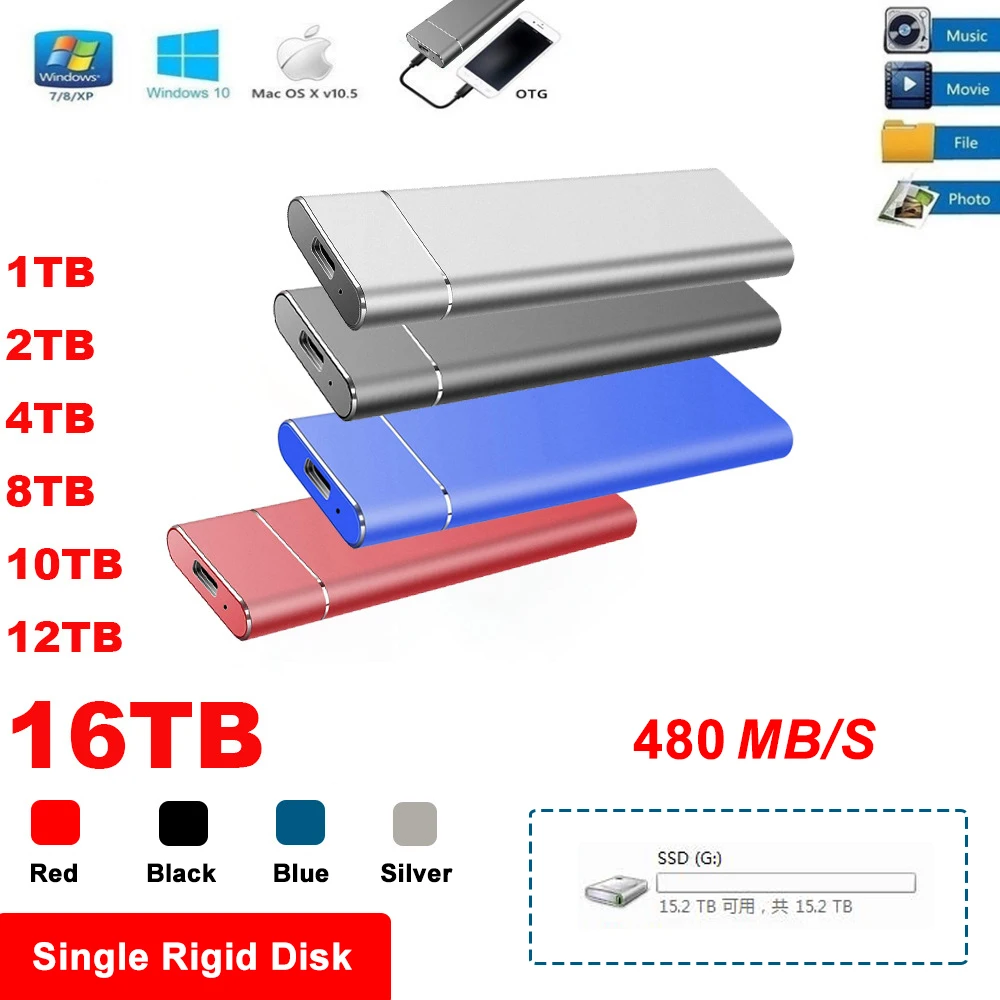 Портативный SSD высокоскоростной мобильный жесткий диск 8 ТБ 16 4 2 1 M.2 Type C USB 3