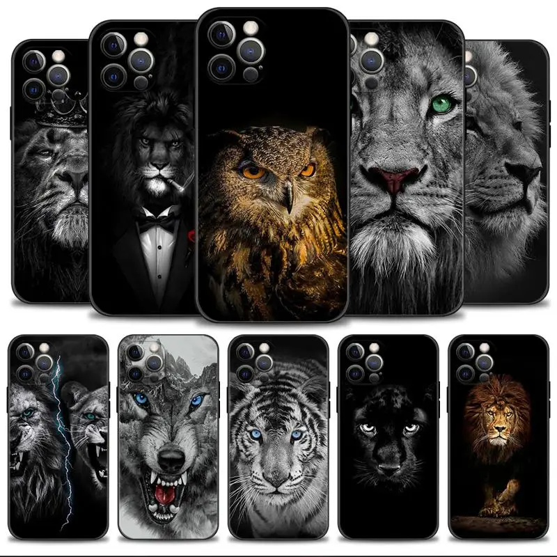 

Phone Case For Apple iPhone 14 13 12 11 Pro Max 13 12 Mini XS Max XR X 7 8 6 6S Plus Cover Shell Animal Hawk Tiger Lion Wolf Dog