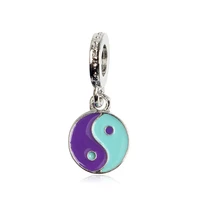 fit original pandora charms bracelets purple blue enamel tai chi pendant diy jewelry for women chinese ying yang beads accessory