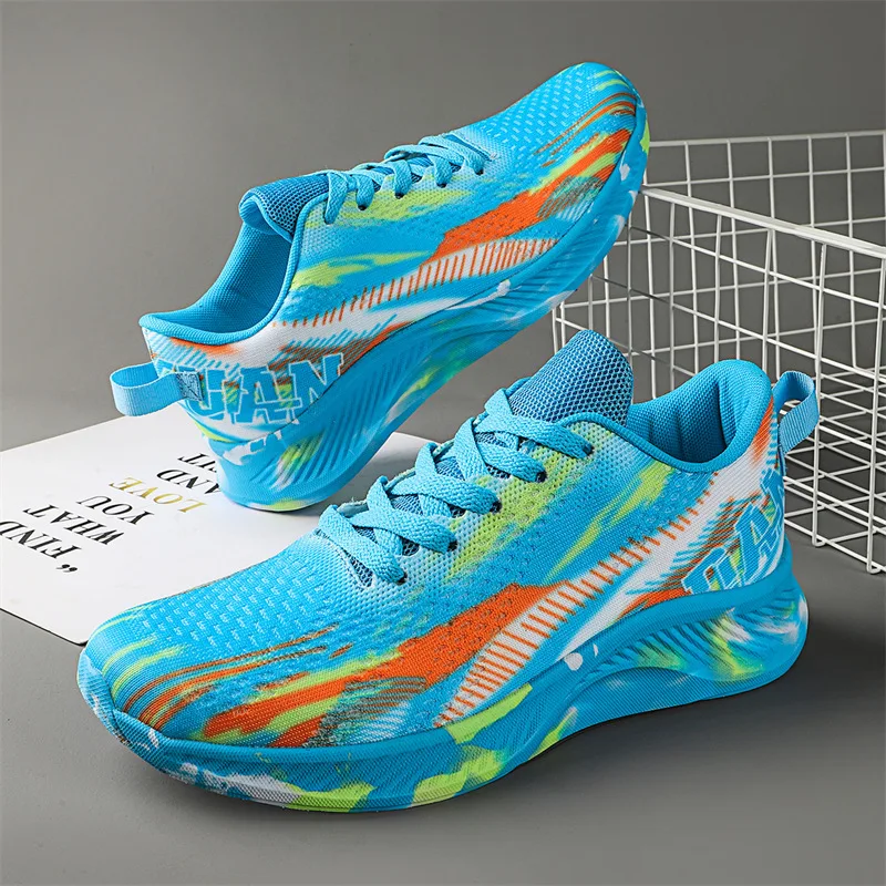 

Новое поступление, модные синие кроссовки для бега с принтом для мужчин и женщин, Высококачественная спортивная обувь, кроссовки для тренаж...