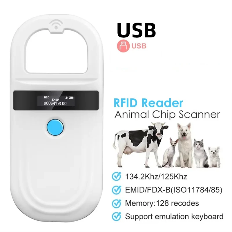 

5YOA Портативный RFID-считыватель для животных белый