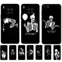 black tpu case for huawei honor 50 lite pro 20 10 10i 20s 30s 30 7a 7s 7c cover character skull