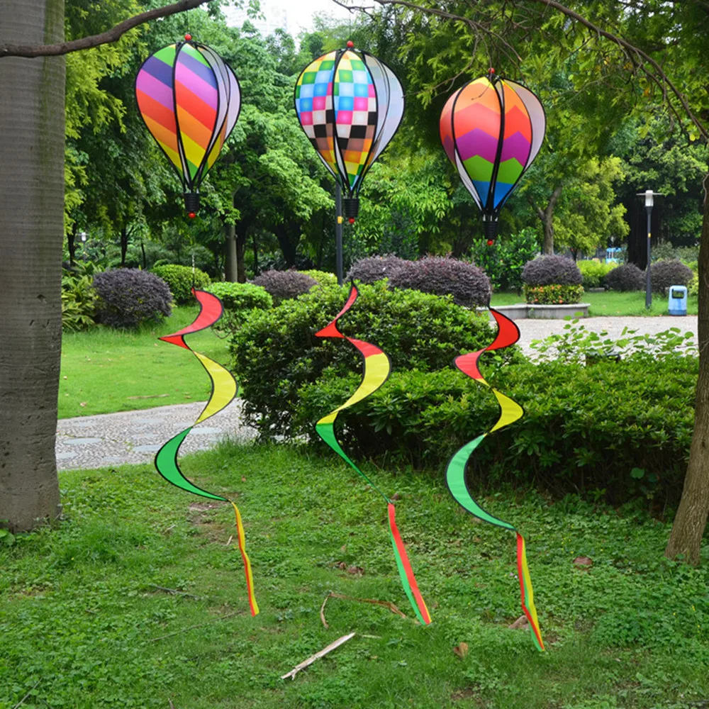 

Rainbow Hot Air Balloon Wind Strip Sequin Solid Color Windmill Cross-border Rotating Colorful Wind Spinner Outdoor Garden Decor