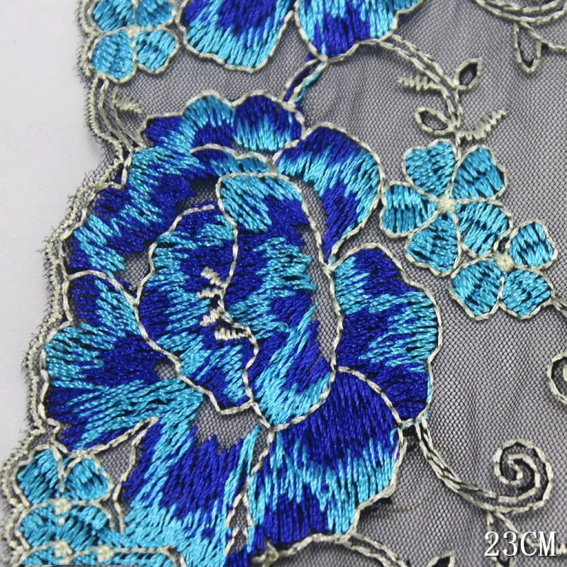 15 ярдов кружевная отделка нижнее белье сделай сам черная сетка синий цветок
