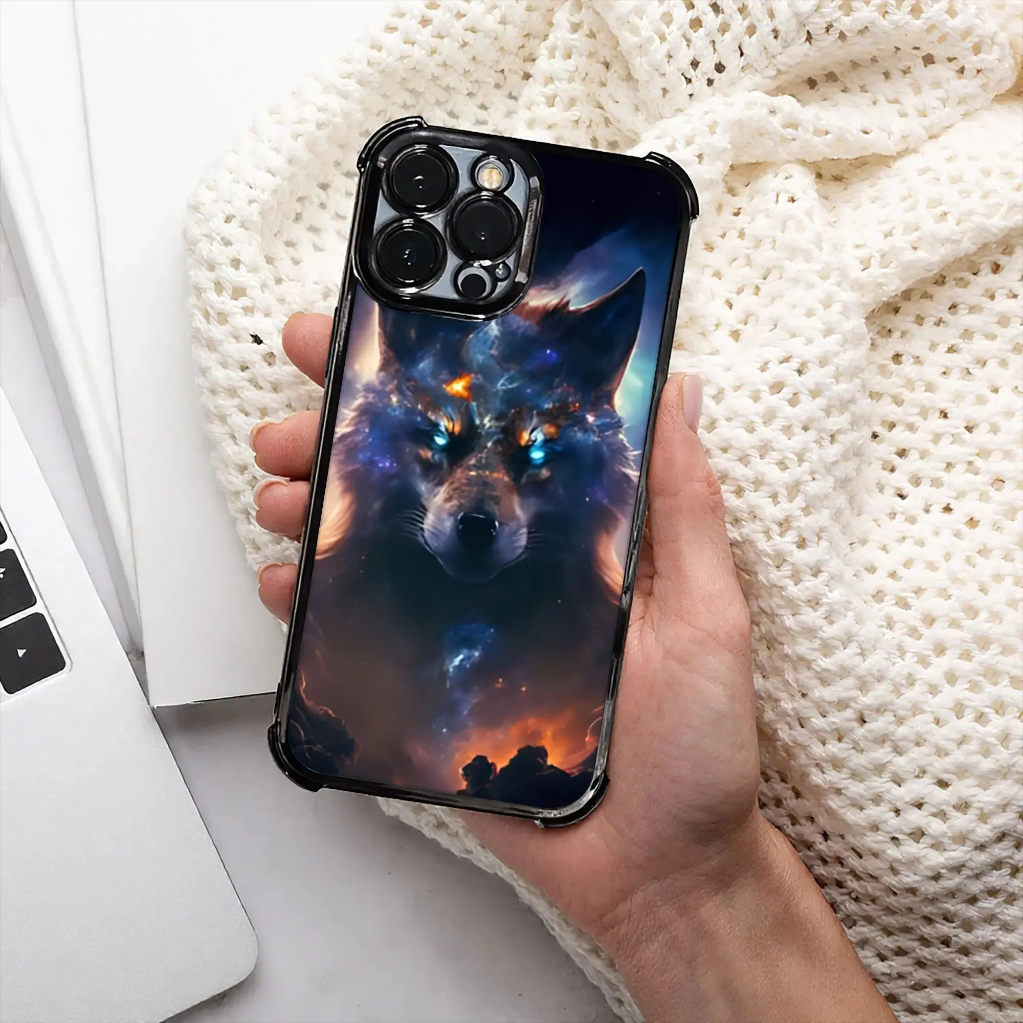 Фото Чехол для телефона Dark Gold Wolf с гальваническим покрытием для iPhone различных моделей №1