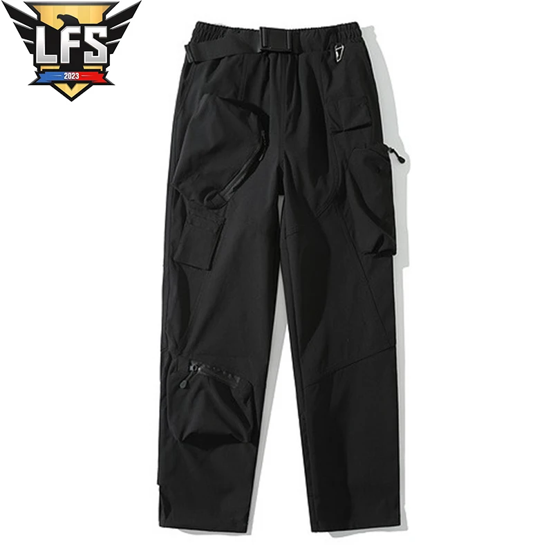 

Брюки-карго мужские с карманами, однотонные штаны с вышивкой, облегающие дышащие джоггеры, тактические брюки в стиле милитари