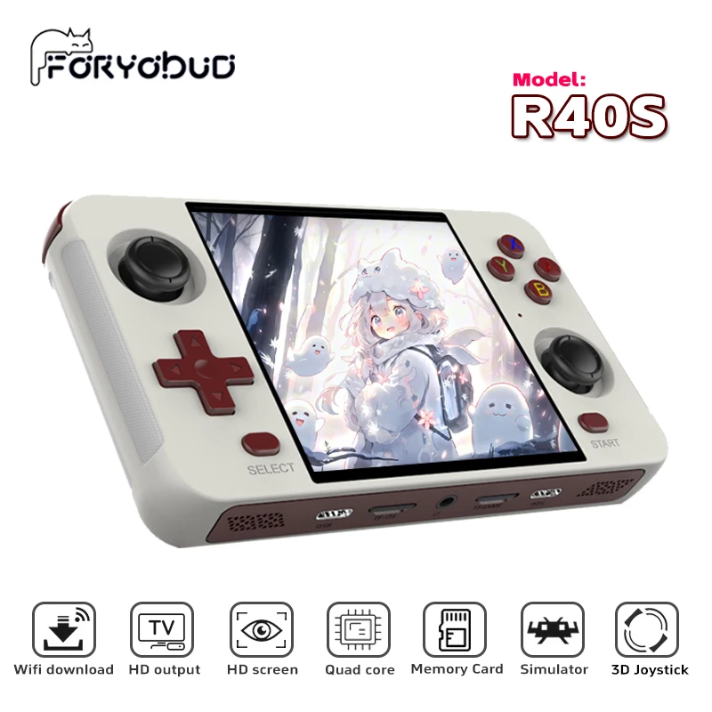 Консоль игровая R40S в ретро стиле 4 дюйма IPS Wi-Fi 64 ГБ 15000 игр