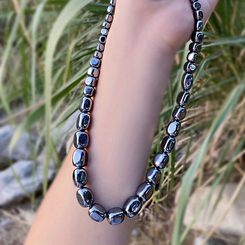 Унисекс Элегантное терагерцовое ожерелье из бусин натурального камня в форме