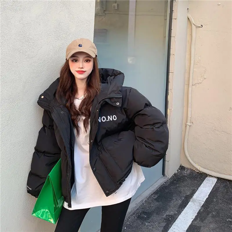2021 New Candy Color Loose Hooded Women Parkas Korean Printed Down Jackets Female Winter Thick Warm Bubble Coats College Style
