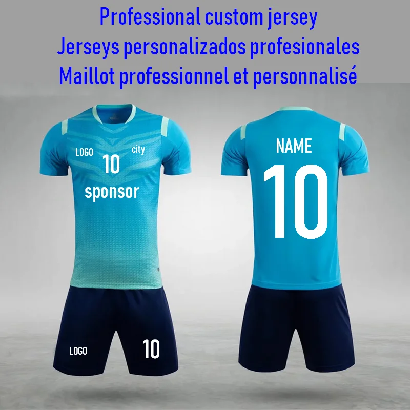 

2023 Summer sportswear A+ soccer jerseys for kids and adults custom short-sleeved T-shirt shorts combo set