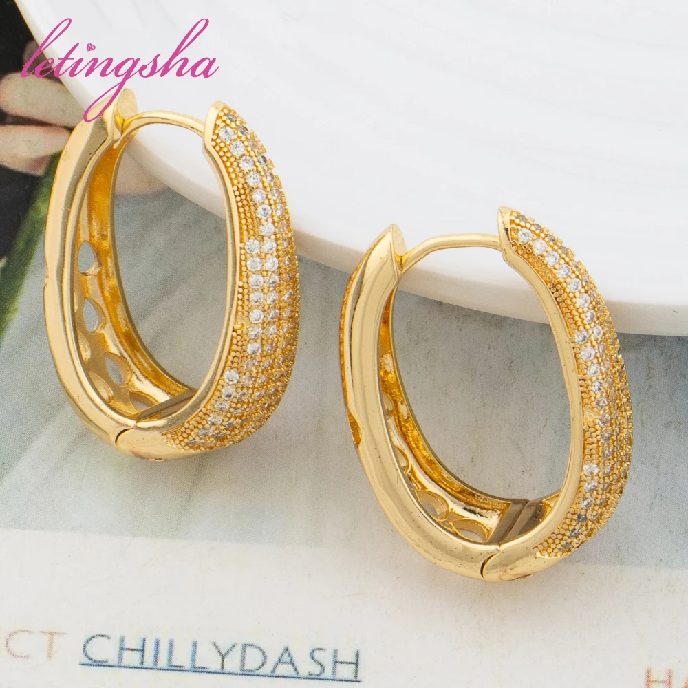 Letingsha Rhinestone Hoop Earrings Crystal Vintage 2023 New Girl's French Fashion Earrings Party Jewelry Gifts Bijoux