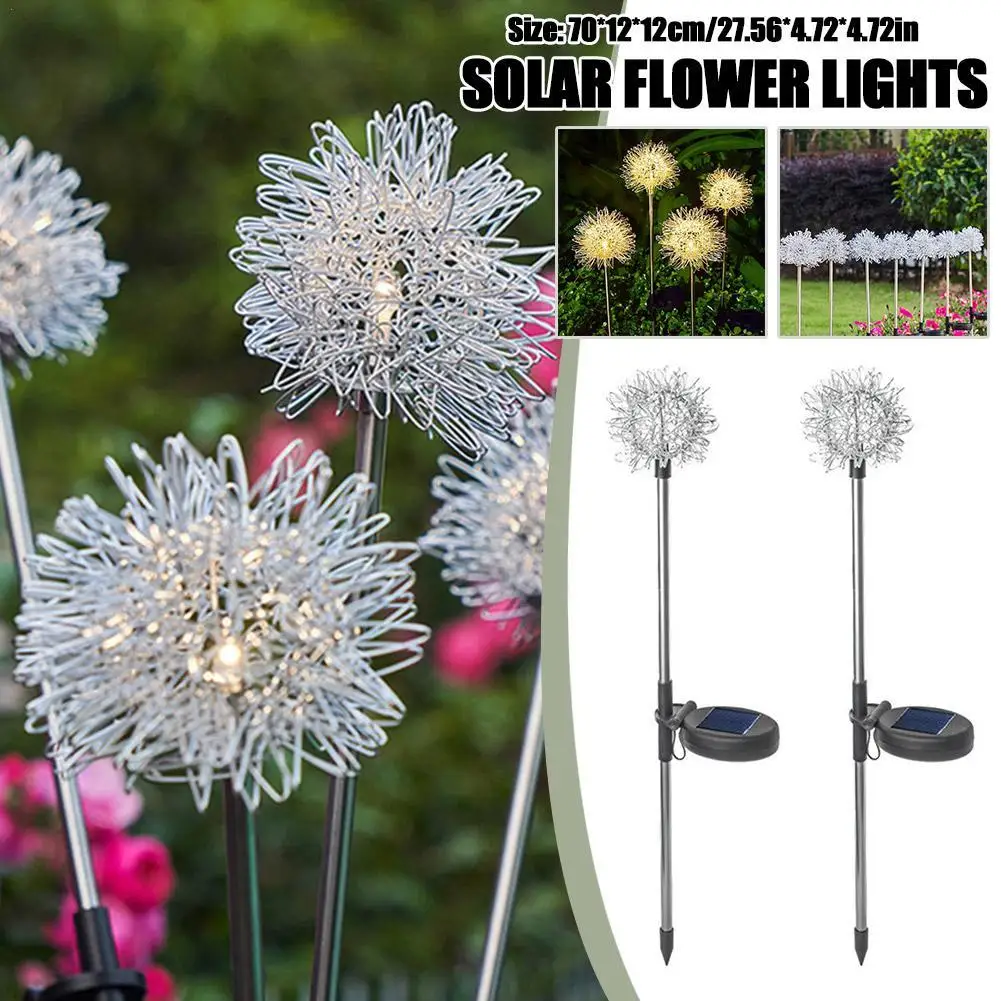 

2pcs LED Outdoor Dandelion Solar Flower Lights Garden Decoration Fireworks Lamp Garden Lawn View Landscape Fairy Lamp Solar