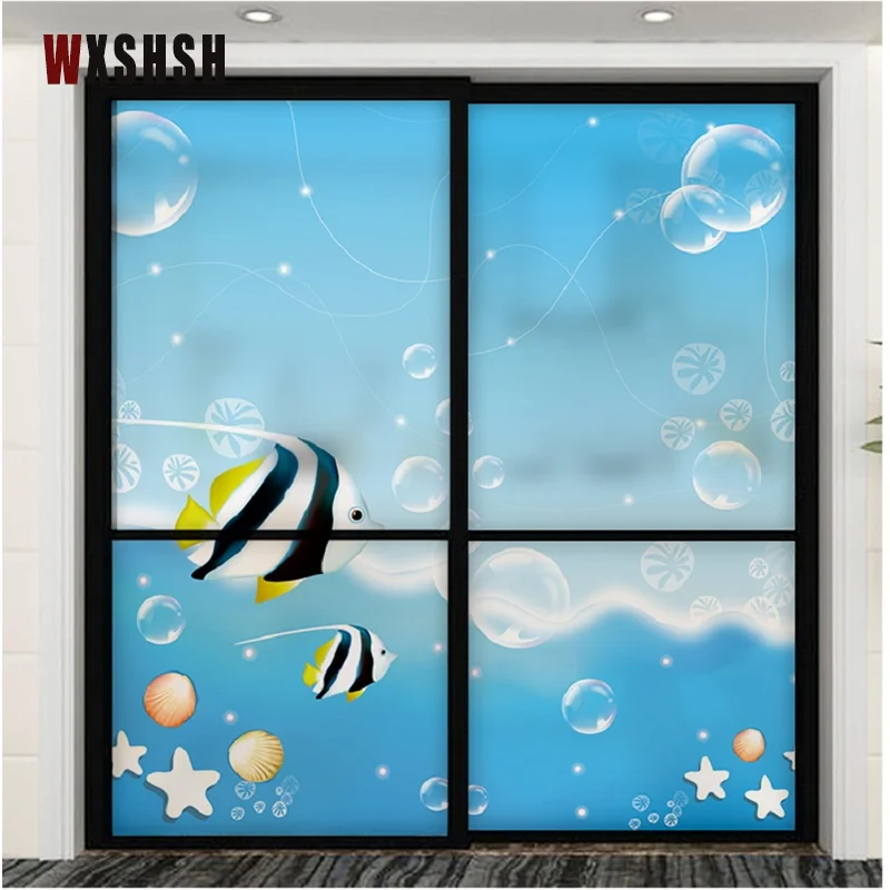 

Animals Pattern Custom Size Window Foil Static Cling Decorative Private Film For Kitchen Bathroom Bedroom Living Room 70cmx100cm