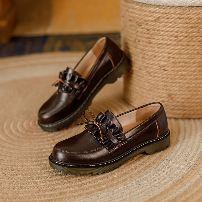 Туфли-оксфорды женские на платформе винтажные броги плоской подошве