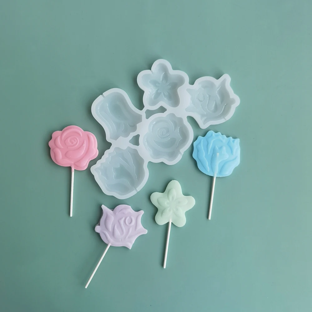 

3D Silicone Lollipop Mold DIY Handmade Jelly Chocolate Cake Flowers Round Shape Mold Decor Kitchen Bakeware Tool Epoxy Gum Mould