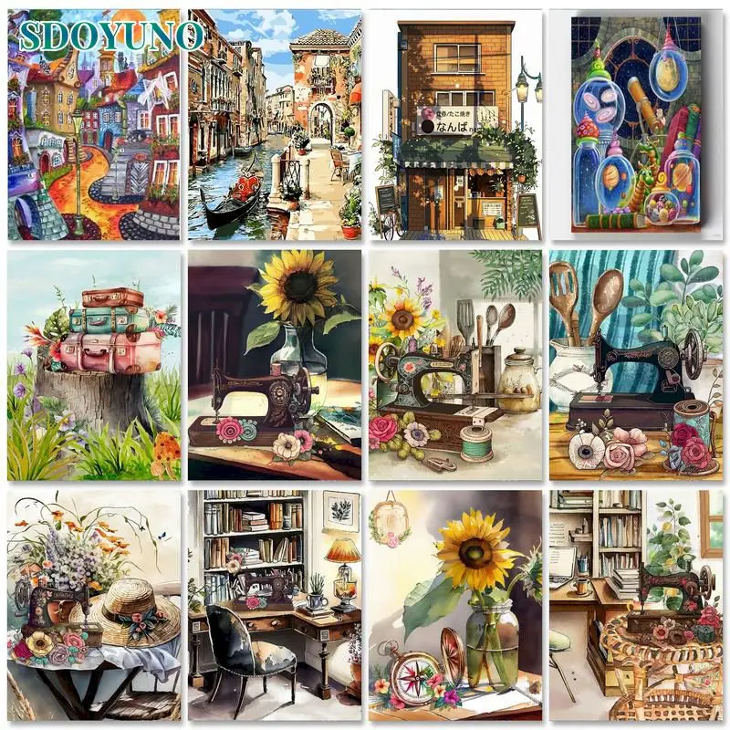 

SDOYUNO 40x50cm Painting By Numbers On Canvas Diy Crafts For Adults Kit Drawing Acrylic Paint Oil Picture Scenery Coloring By Nu