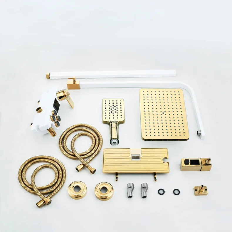 Цифровой душевой набор из белого золота качественный латунный смеситель для