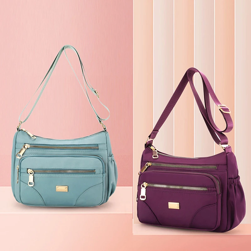 

Fashion Women Shoulder Messenger Bag Nylon Oxford Lightweight Waterproof Zipper Package Large Capacity Travel Crossbody Bag