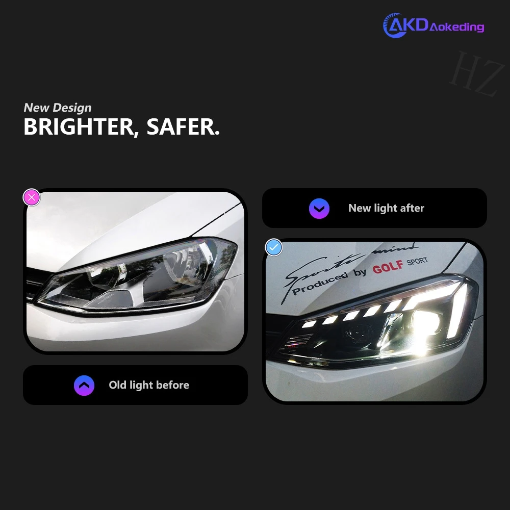 Фара для VW Golf 7 MK7 2013-2017 Авто автомобильные товары 12 В H7 LED DRL Hella 5 Ксеноновые линзы Hid