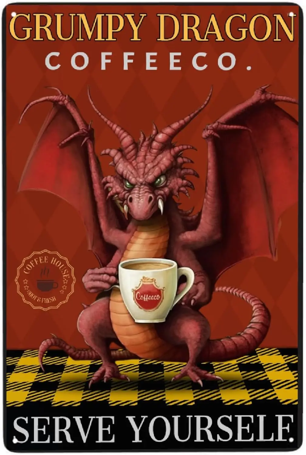 Винтажный металлический плакат JOCASA Dragon декор-ретро алюминиевая металлическая