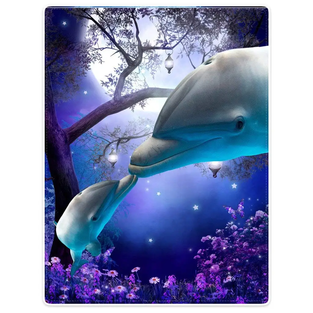 

Soft Blanket for Girl Kid Teens Adults, Dolphin Throw Blanket, Fleece Cute Dolphin Blanket Warm Cozy Throw for Bed Crib or Couch