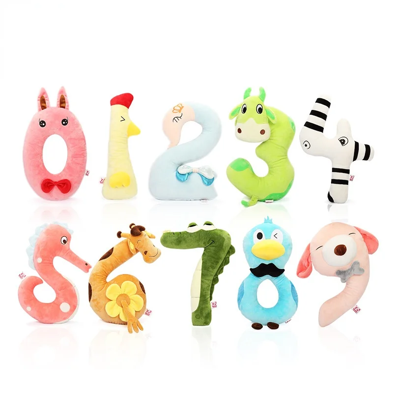 

40cm Digital Early Education Toy Animal Pillow Baby Doll Newborn Gift Creative Digital Combination Plush Pendant