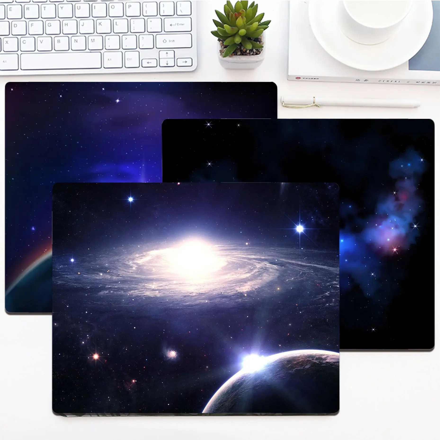 

Universe Starry Sky 25x29cm Small Desktop Desk Mat Kawaii Gaming Accessories Students Writing Pad Padmouse Desk Play Mats