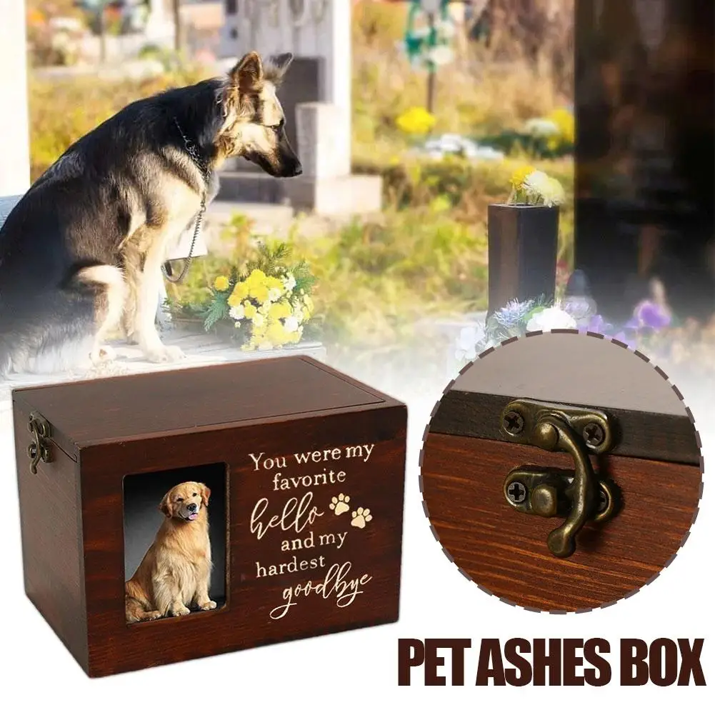 

Wood Pet Keepsake Storage Box With Photo Frame For Cat Dog Wood Memorial Keepsake Urns Cremation Urns Anniversary Supplies Z7B3