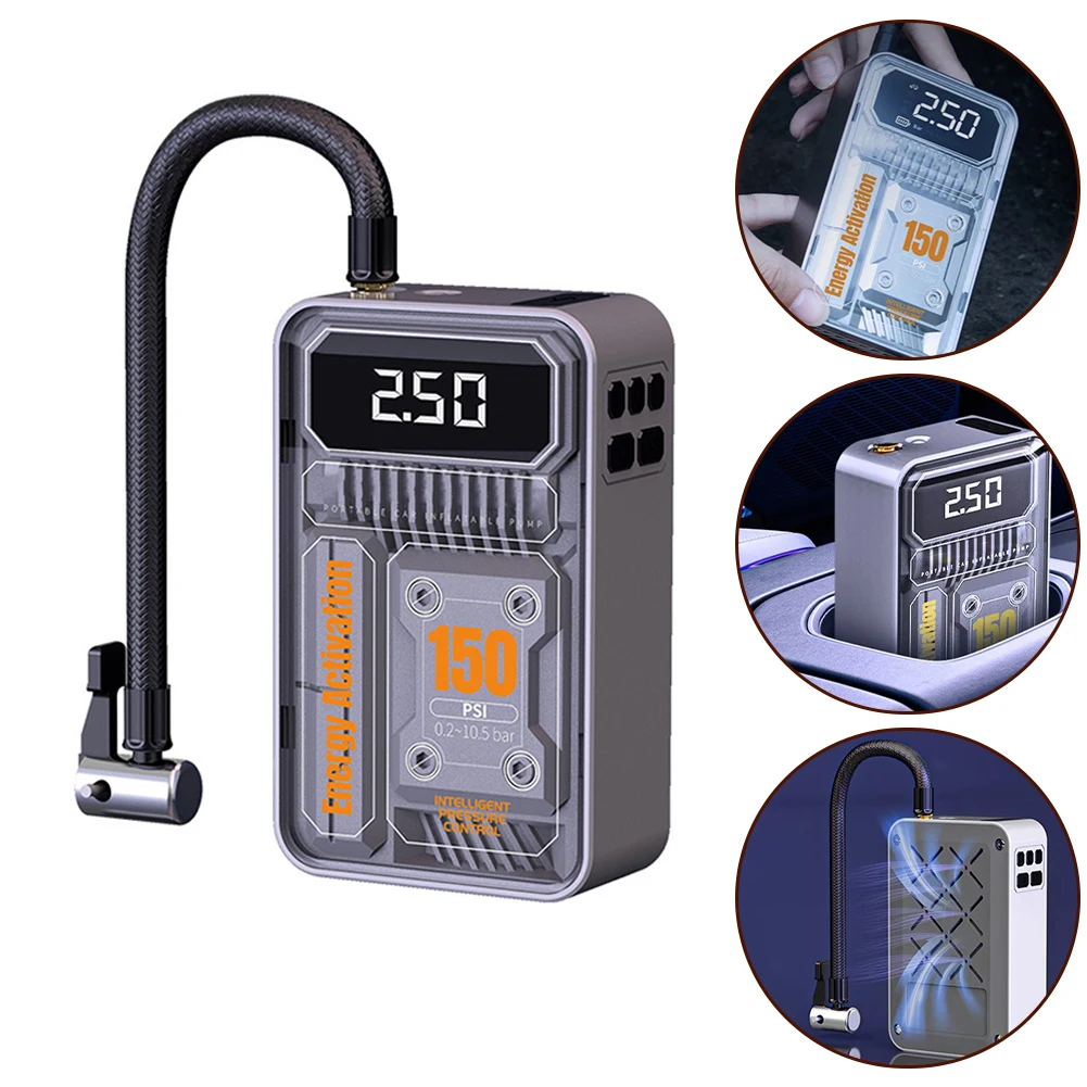 Беспроводной автомобильный электрический насос для накачивания шин портативный